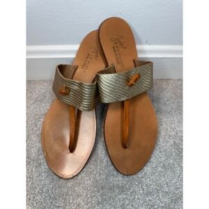 Joie A La Plage Womens Gold Metallic Leather Thong Sandals Made in Italy Size 38